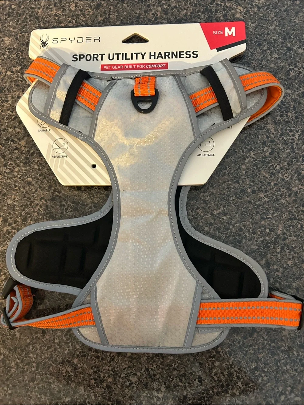 Spyder Sport Utility Dog Harness in Gray and Orange Size M